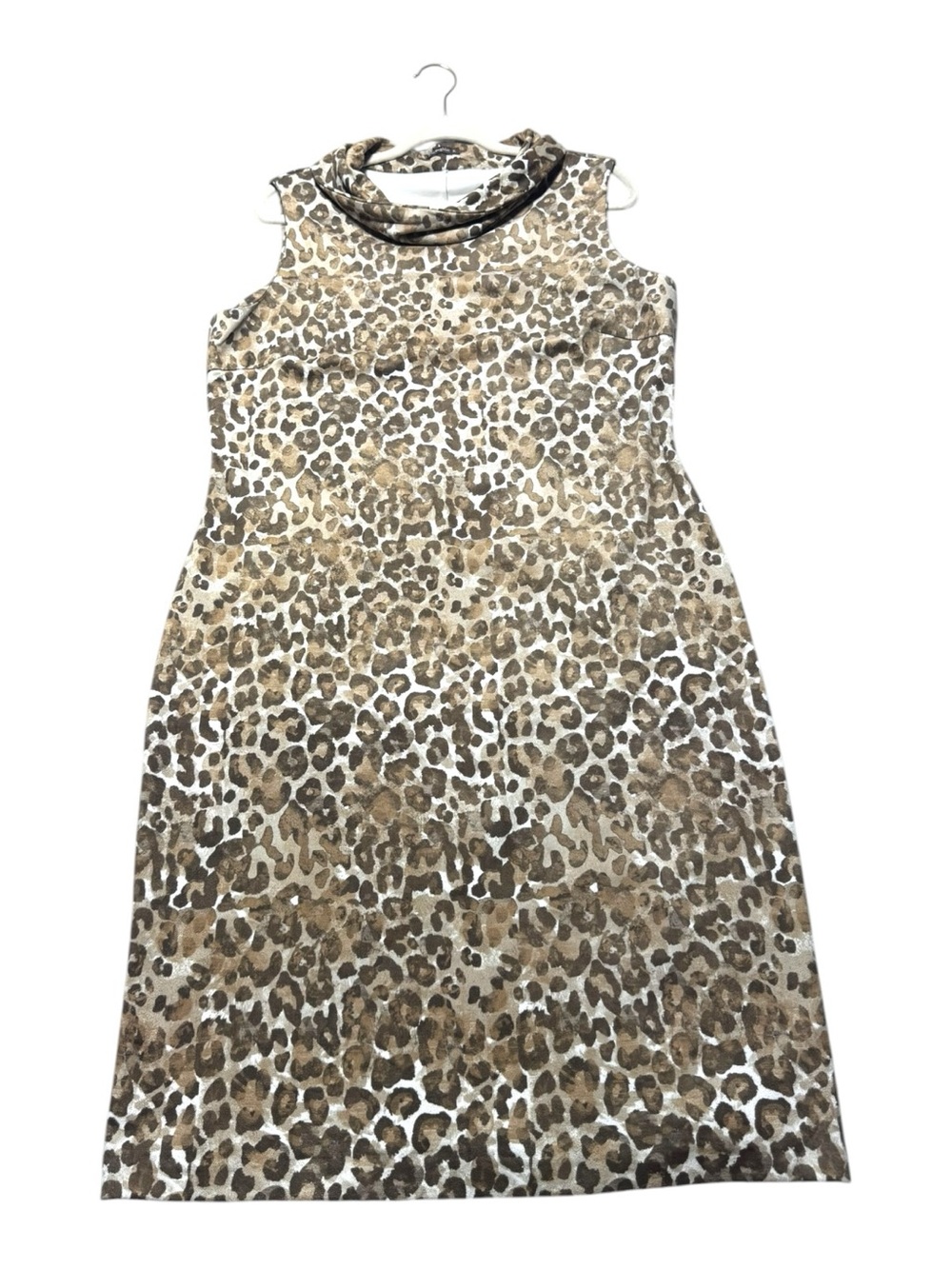 J. McLaughlin Women’s XL Soft Leopard Print Dress Knee Length Velour Brown Tan - Picture 5 of 9